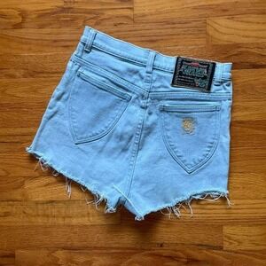 Vintage 90s High Rise Unique Light Wash Shorts Size S Retro Cowgirl Kar Wo